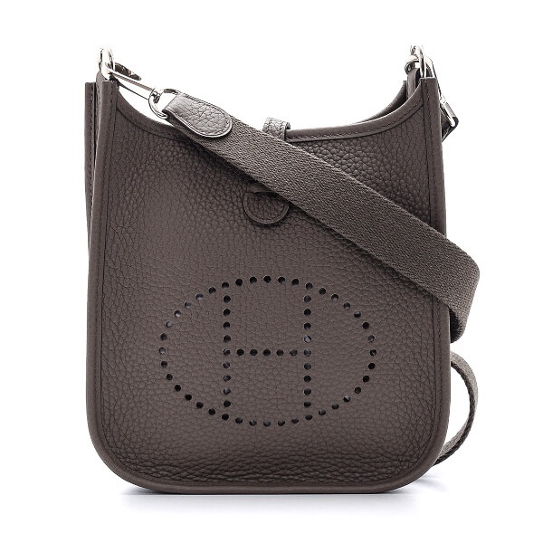 Hermes - Etain Clemence Leather Mini Evelyne Bag